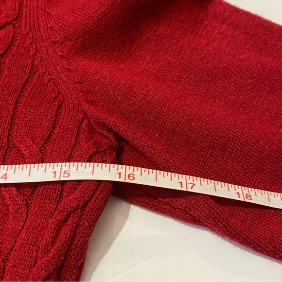 Women's Talbots Allover Cableknit Crew Sweater In Red Pop Size 5p - Picture 11 of 12